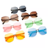 Nouvelles lunettes de soleil tendance avec protection UV400, unisexes, durables, légères, surdimensionnées, sans monture, rectangulaires, sans cadre