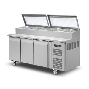 Réfrigérateur <span class=keywords><strong>sous</strong></span> comptoir OEM ODM en acier inoxydable à 3 portes, table de préparation de pizzas pour cuisine commerciale - Product Image 3