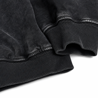 Sweat-shirt pour homme noir délavé, effet usé, épais, surdimensionné, logo personnalisé, vente en gros