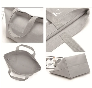 Bolsas de compras de algodón blanco multicolor reciclado, bolsa de mano plegable personalizada para barco para damas, bolsa de compras de lona reutilizable - Product Image 4