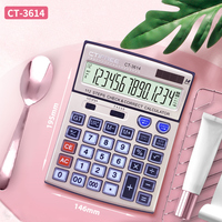 Calculatrice professionnelle fantaisie en plastique de haute qualité, personnalisable avec logo CTIFREE, or rose, 12/14 chiffres, alimentée par énergie solaire