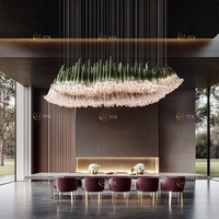 Lustre en verre soufflé à la main en forme de fleurs superposées, grand luminaire suspendu personnalisé pour hôtel, salle à manger, hall, villa