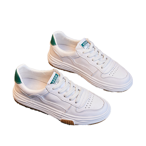 Zapatos de Mujer de Piel Genuina, Blancos, Pequeños, para Caminar, Nueva Temporada Otoño, Estilo Deportivo Plano con Función de Aumento de Altura, Piel de Vacuno - Product Image 4