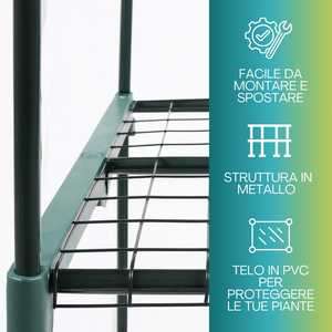 4 Tier Mini Greenhouse For <b>Plants</b> 69x49x155 Cm Steel <b>Frame</b> With Pvc Cover Balcony Indoor Use - Product Image 4