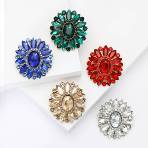 Broche de Lapela Barroco com Gema de Girassol, Vintage, Ornamentado, com Círculo Duplo e Strass Cravejados, para Vestido Formal de Banquete, Presente - Product Image 2