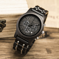 Montre DODO DEER Vintage en Bois Noir Naturel avec Aiguilles en Acier Inoxydable, Montres Tendance OEM, Boîte Cadeau avec Boucle en Bois 38 mm