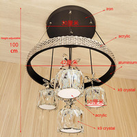 Lustre moderne de salle à manger en forme de C LED comptoir de barre de lumière colorée chambre à coucher lustre à 3 têtes suspension de cuisine avec boule