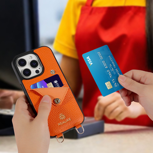 Custodia per telefono a tracolla in pelle PU di lusso personalizzata con slot per carte e cordino regolabile, per iPhone 17 16 15 14 13 Pro Max - Product Image 2