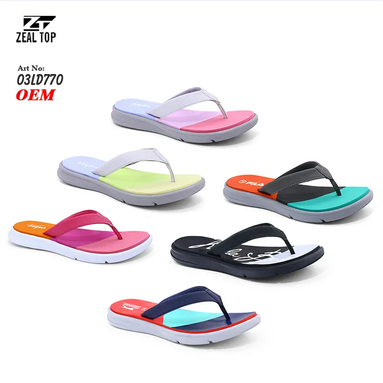 Fashion Summer beach outdoor Multicolor Molded EVA Wedge flip flops Slippers Sandals plain sandals flip flop women