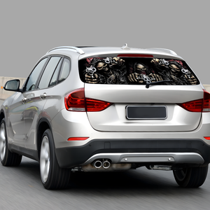 รูปลอกติดกระจกหลังรถบรรทุกกะโหลกศีรษะสติกเกอร์ไวนิลสะท้อนแสง65x17IN รักชาติปรับขนาดได้ใช้ได้กับรถกระบะทั่วไป - Product Image 2