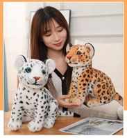 Jouets en peluche léopard réalistes, peluches douces d'animaux sauvages, poupée panthère des neiges, oreiller tigre blanc, poupée griffe, cadeau de fête d'anniversaire