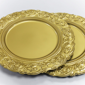 Assiettes de présentation en plastique pour mariage or rond rétro de Chine ensembles d'assiettes de décoration de luxe vaisselle - Product Image 5