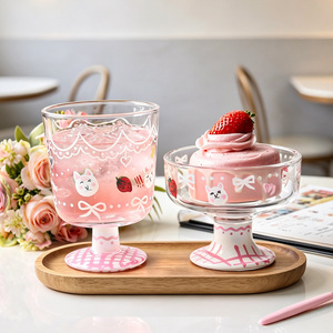 Offre Spéciale – Verres à Boire Peints à la Main, Gobelets en Verre Coloré avec Pied, Coupes à Dessert sur Pied, Verres à Lait et à Crème Glacée pour Restaurants - Product Image 4