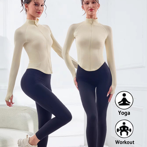 Chaqueta Deportiva de Manga Larga con Cierre para <span class=keywords><strong>Mujer</strong></span>, de Secado Rápido, Sensación Ligera, para Entrenamiento, Fitness, Deporte, Otoño, Tallas Grandes - Product Image 1