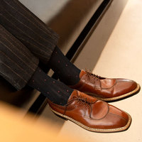 Calcetines Formales de Algodón Mercerizado 240N de Lujo para Hombre, Negros, Hasta la Rodilla, Estilo Tuxedo, Antibacterianos, con Logotipo Personalizado Corporativo