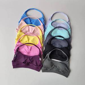 Sujetador deportivo de nailon de alta elasticidad con espalda descubierta y cuello halter, sin costuras, para gimnasio, fitness y yoga, ¡el más vendido! - Product Image 2