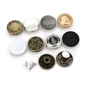 17mm made designer gold brass silver metal pins custom jeans button