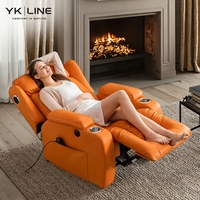 Maßgeschneidertes Luxus-Smart-Home-Massagesofa aus Leder mit hoher Rückenlehne, Drehbar und Schaukelnd, mit Becherhalter