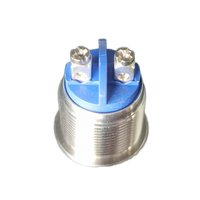 Interruptor de Botón Pulsador de Latón Niquelado Metálico Antivandálico de 19mm con Terminales de Tornillo/Pin, Paro/Arranque de Motor, 1NO, IP65, 3A, 250V