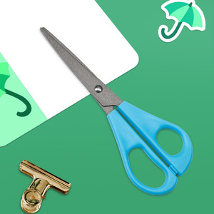 Stainless Steel Office Scissors Blue Straight Head For Home And Student Use 0250 Paper Cutting Stationery - Product Image 4