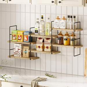 Estante de estantería multicapa de esquina de pared de libro de exhibición de hogar de metal de <span class=keywords><strong>madera</strong></span> industrial moderno - Product Image 6