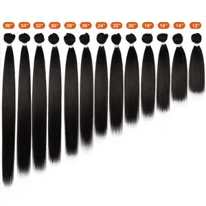 Extensiones de Cabello Liso de 12 a 36 ", Pelo Sintético Liso Trenzado, Color Rubio Ombre