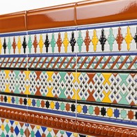 Moldura Rústica de Terracota Sólida de 5 x 20 cm, 6 mm de Grosor, Bordes Rectificados Brillantes, Antideslizante para Baldosas de Patio