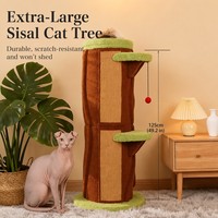 Arbre à chat en forme de tronc d'arbre simulé |   Tour d'escalade multi-trous pour chat avec griffoir en sisal et jouets suspendus anti-basculement |   Meubles pour chats réalistes