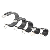 AUPROTEC Colliers de serrage réglables en acier galvanisé avec insert en caoutchouc, attaches en P pour sécuriser les tuyaux et câbles, diamètre 50 mm, bande de 15 mm, lot de 2