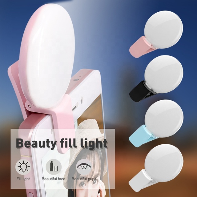 Mini Q Rechargeable LED Light Flash Lamp for Night Photography Fill Light USB Clip Mobile Phone Mini Q Selfie Ring Light