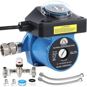 Bomba de Circulación de Agua Caliente Veriwis, 8.4 GPM, 16.7 Pies, Acero Inoxidable, Uso Interior, Modelo HWRPK4001 - Product Image 1