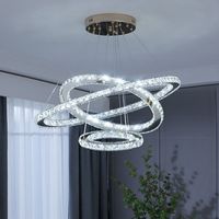 JYLIGHTING 4 Anneaux Cristal LED Lustre Pendentif Luminaire Cristal Lumière Suspension Suspension Lumière pour Salle À Manger Escalier