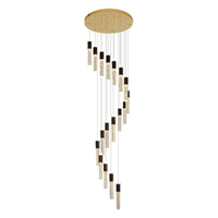 Design rotatif de lustre en cristal Long de bâtiment duplex de luxe d'or noir pour des lumières pendantes d'escalier élevé de villa d'appartement de grenier