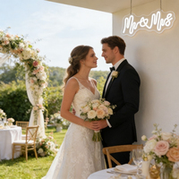 Enseigne néon murale de mariage « Mr & Mrs » en acrylique, à intensité variable USB, pour décoration de lieux de mariage, organisateurs d'événements, vitrines de magasins et entreprises