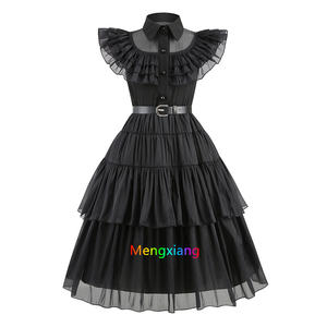Disfraz de <span class=keywords><strong>Merlina</strong></span> para Halloween de Cine y TV Vestido Gótico Negro de Carnaval Cosplay para Niñas con Cinturón para Fiestas y Espectáculos Infantiles - Product Image 5