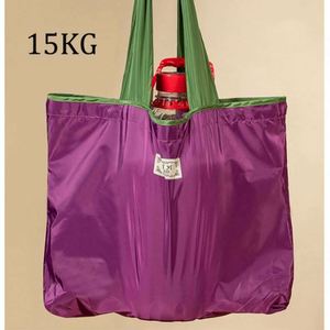 Grand sac fourre-tout pliable, sac d'épicerie pliable pour la cuisine, sac de courses réutilisable en nylon avec cordon de serrage - Product Image 3