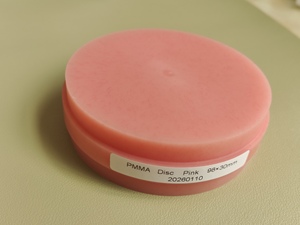 Disque PMMA monocouche rose 98 mm, <span class=keywords><strong>prix</strong></span> usine, résine biocompatible pour fraisage CAD/CAM, pour prothèse complète et prothèse temporaire - Product Image 1