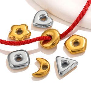 edelstahl poliert 18k gold plattiert modeschmuck komponente geometrie lockere distanzierung stern herz perlen - Product Image 2