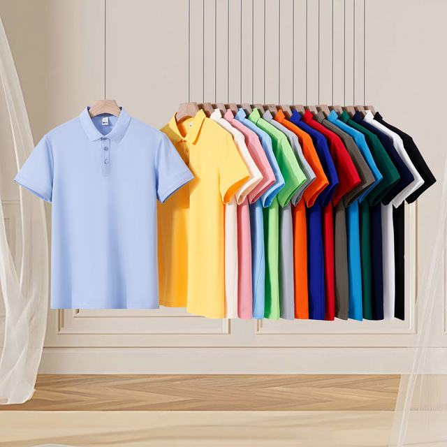 Boutique Men's for Shirts Custom Logo Adult Clothing Short Sleeves Knitted Breathable Cotton Polyester Blank Multi-Color Solid