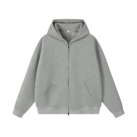 Sweat à capuche zippé surdimensionné pour homme, 420 g/m², lourd, avec fermeture éclair bidirectionnelle et poches, streetwear, hiver, décontracté, personnalisable