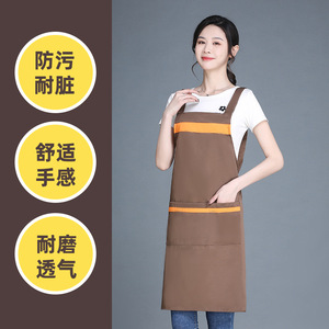 Green Color-blocked <b>Kitchen</b> <b>Apron</b> With Suspenders One Size Waterproof For Restaurant Bar - Product Image 5