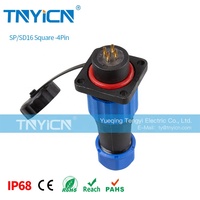 Support de panneau industriel circulaire extérieur M16 SD16 carré 4pin 5A mâle femelle prise câble d'alimentation connecteur étanche IP68