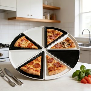 Juego de 6 Platos Triangulares de Melamina para Pizza de 8.65 Pulgadas, Redondos, para Servir Pizza - Product Image 3