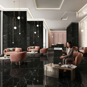 Grafito Black 600x1200mm Vitrified Porcelain Tiles 60x120cm 2x4ft Glazed Polished Slabs for Interior Use in Bathroom & Mall - Product Image 1