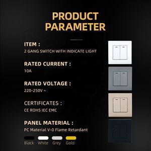 EU-Standard 2-Gang-1-Wege-2-Wege-Wandschalter Sicherheit Elektrischer Wand-Druckknopf schalter Schwarz/Gold/Weiß/Grau Farb tafel - Product Image 3