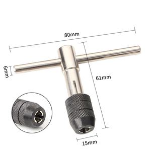 6 Pcs Tap Wrench <b>Tool</b> Set, Adjustable T-Handle Ratchet Tap Holder Wrench Machine Screw <b>Thread</b> Metric Plug M3 M4 M5 M6 Taps - Product Image 3