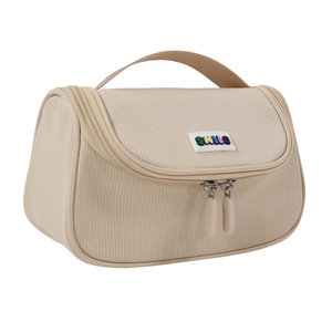 SENDA Customizable Simple Beige Nylon Stationery <b>Bag</b> with Smile Patch Zippered Pencil Case for <b>School</b> and Office Use - Product Image 2