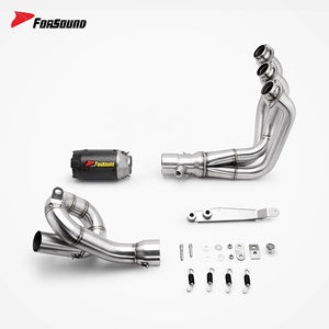 Système d'échappement complet Forsound Factory à prix de gros MT09 FZ09 en fibre de carbone véritable, silencieux court MotoGP à découpe oblique en nid d'abeille - Product Image 1