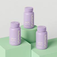 Bouteilles en plastique PET vides personnalisées avec bouchon CRC à large ouverture pour capsules et gommes de santé