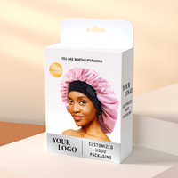 Boîte à bonnets en satin personnalisable avec logo privé, boîte à bonnets pour tresses, durags en soie, emballage en papier, boîte de présentation pliable pour bonnets